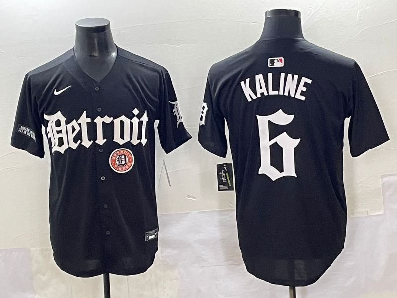 Men 2025 Detroit Tigers #6 Kaline Black Five generations Joint Name Nike MLB Jersey style 23